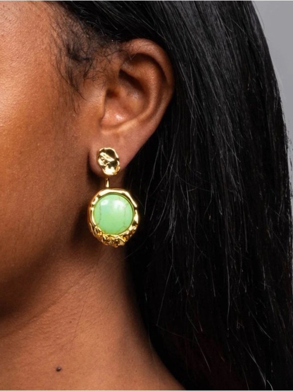 NEW Alexis Bittar Brut Mojave Coin Front Back Earrings Gold Green SB07